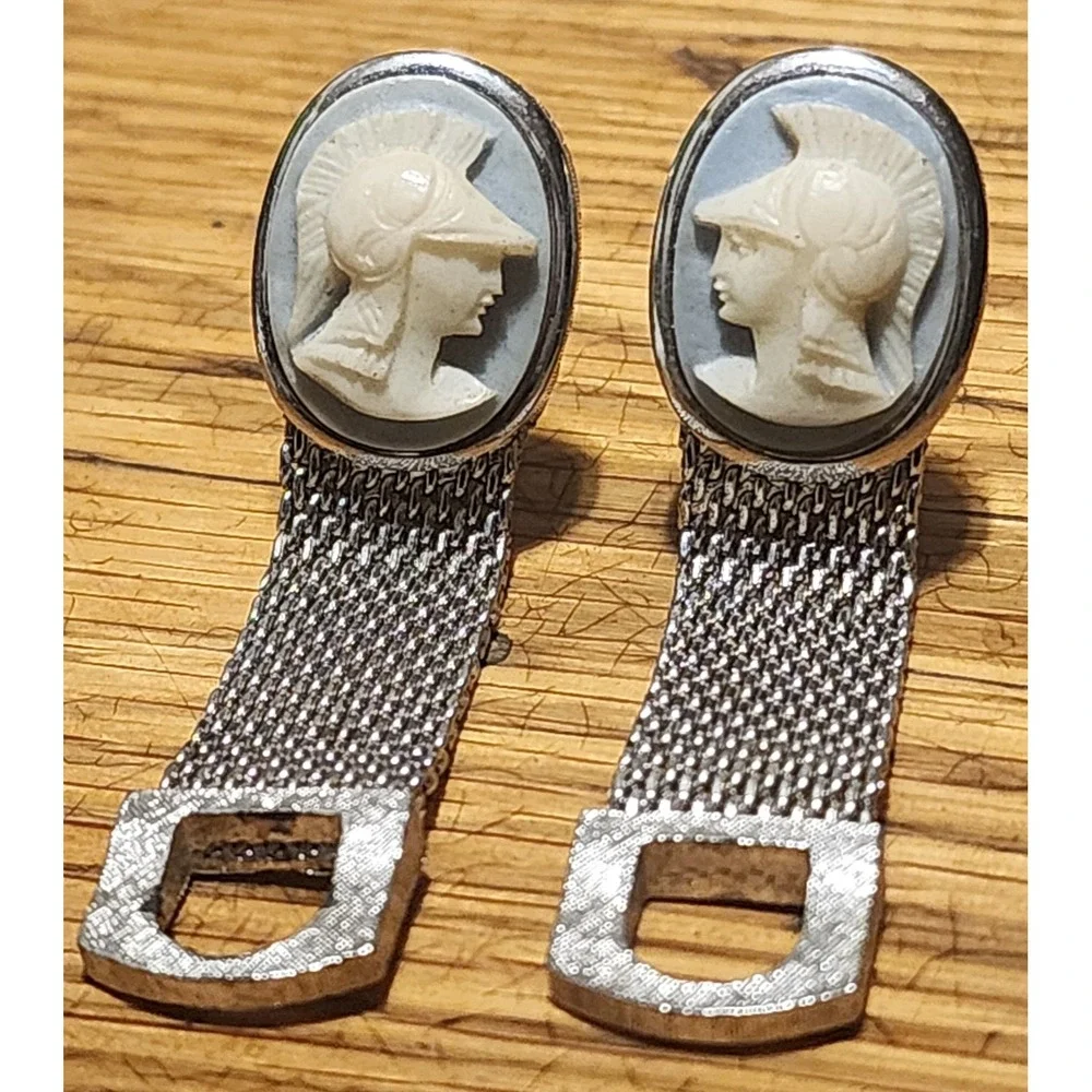 Vintage Wedgewood Roman Cameo Cufflinks Silver Tone Blue Grey
